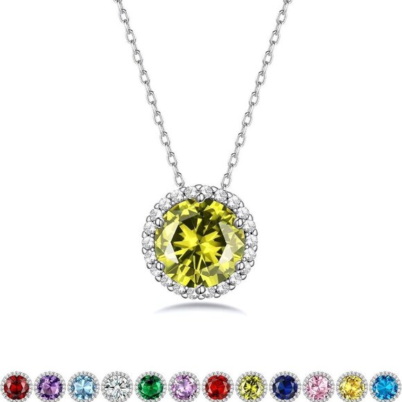 Jewelry - Sterling Silver Birthstone Necklace 8mm Peridot Heart Round Teardrop